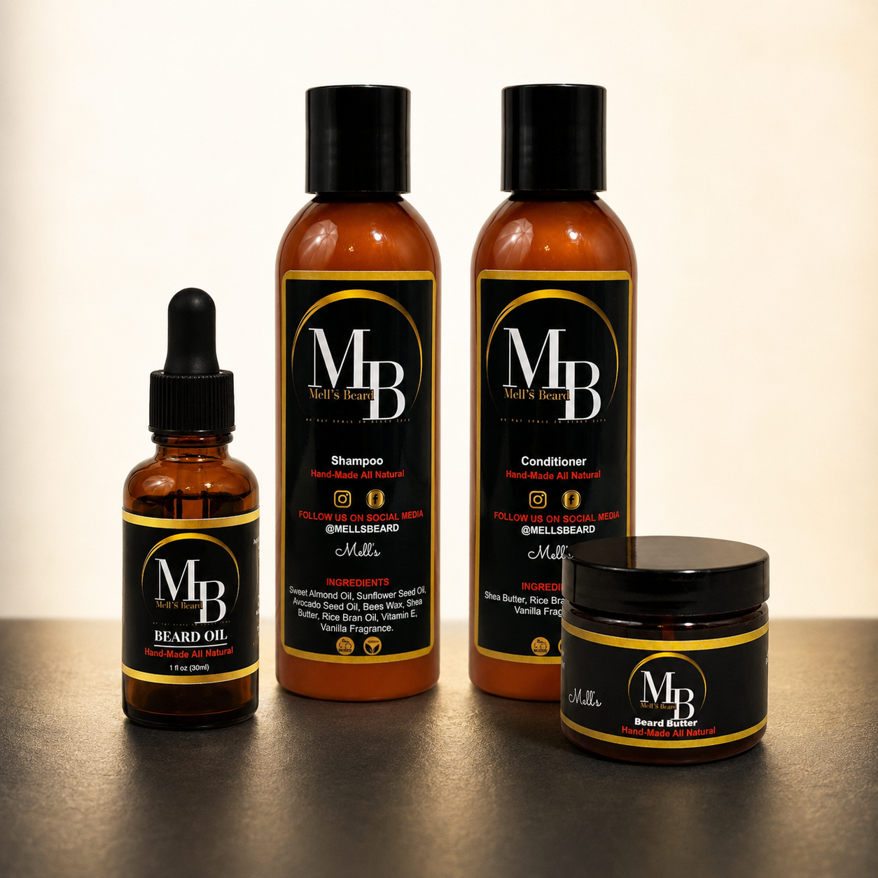 Mell’s Beard Complete Care Bundle with oil, butter, shampoo and conditioner