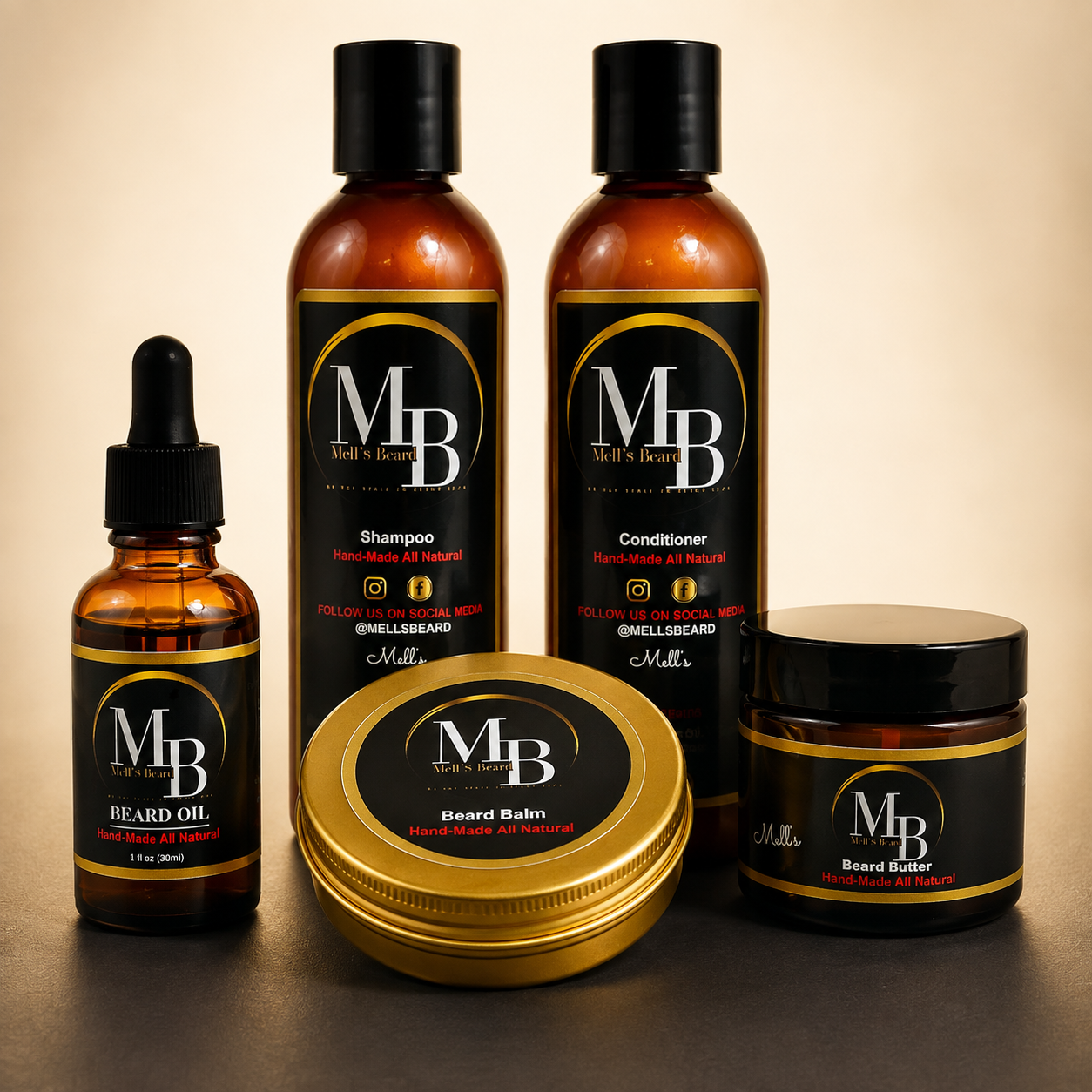 Mell’s Beard Ultimate Grooming Bundle with oil, butter, balm, shampoo and conditioner